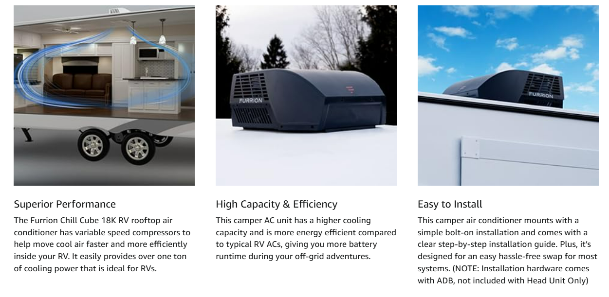 Furrion Chill Cube performance efficiency and installation feature cards