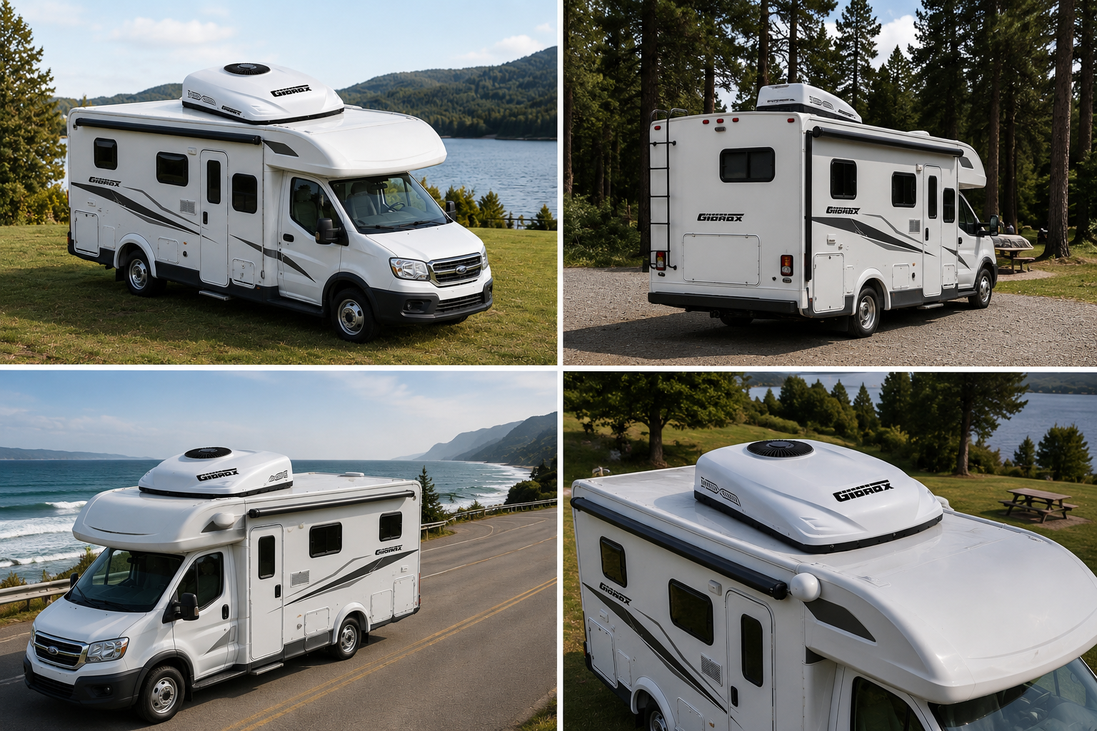 Gidrox 10000 BTU RV Air Conditioner with Heater installed on travel trailer roof