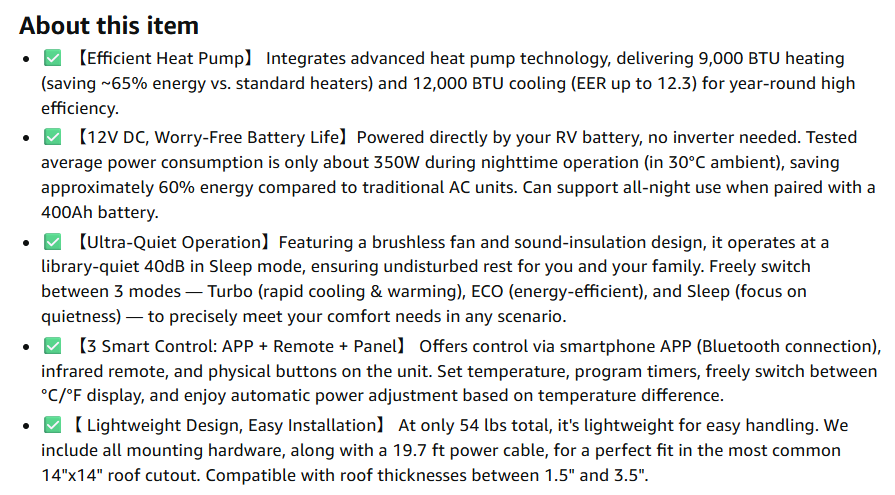 Owner review describing Gidrox 12V AC for a self build off-grid RV project