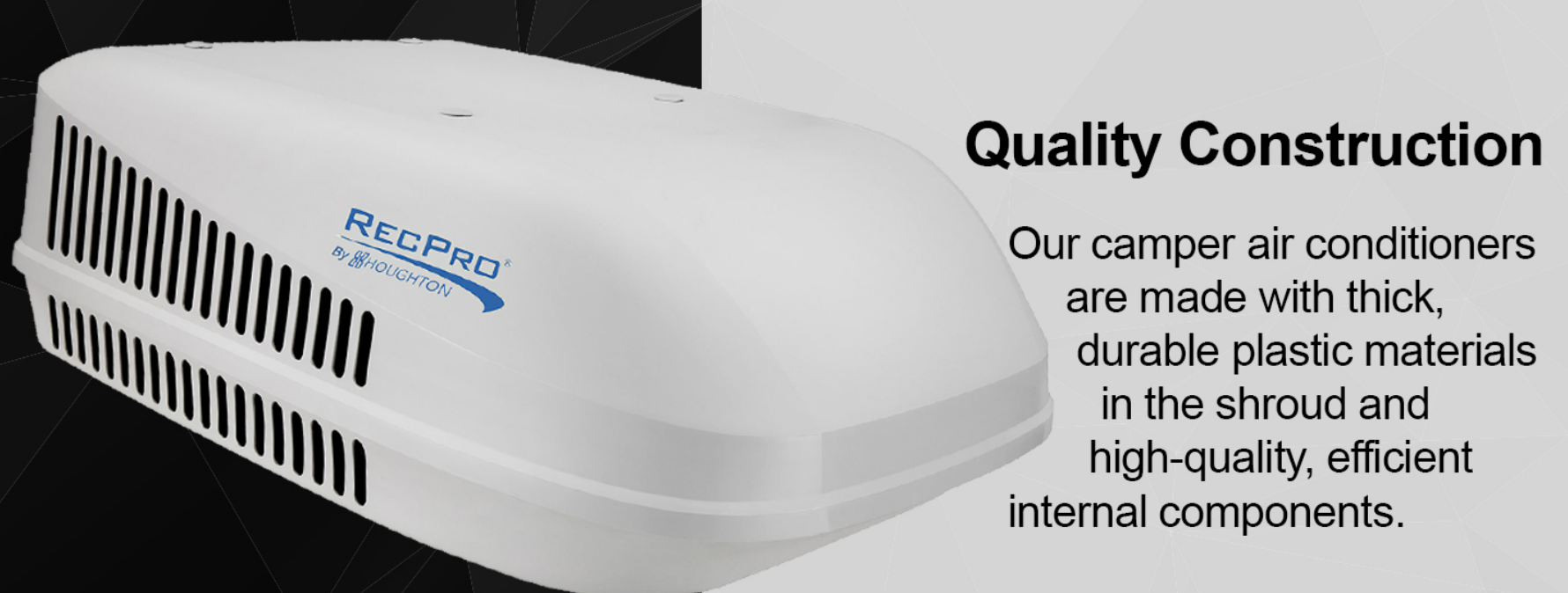 RecPro white rooftop AC with quality construction message